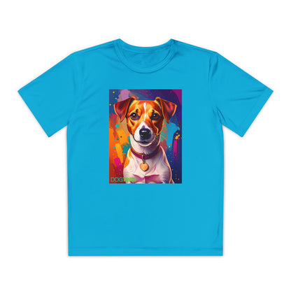Pup Art Canvas - Kid's Sport Short Sleeve Tee (Jack Russell Terrier)