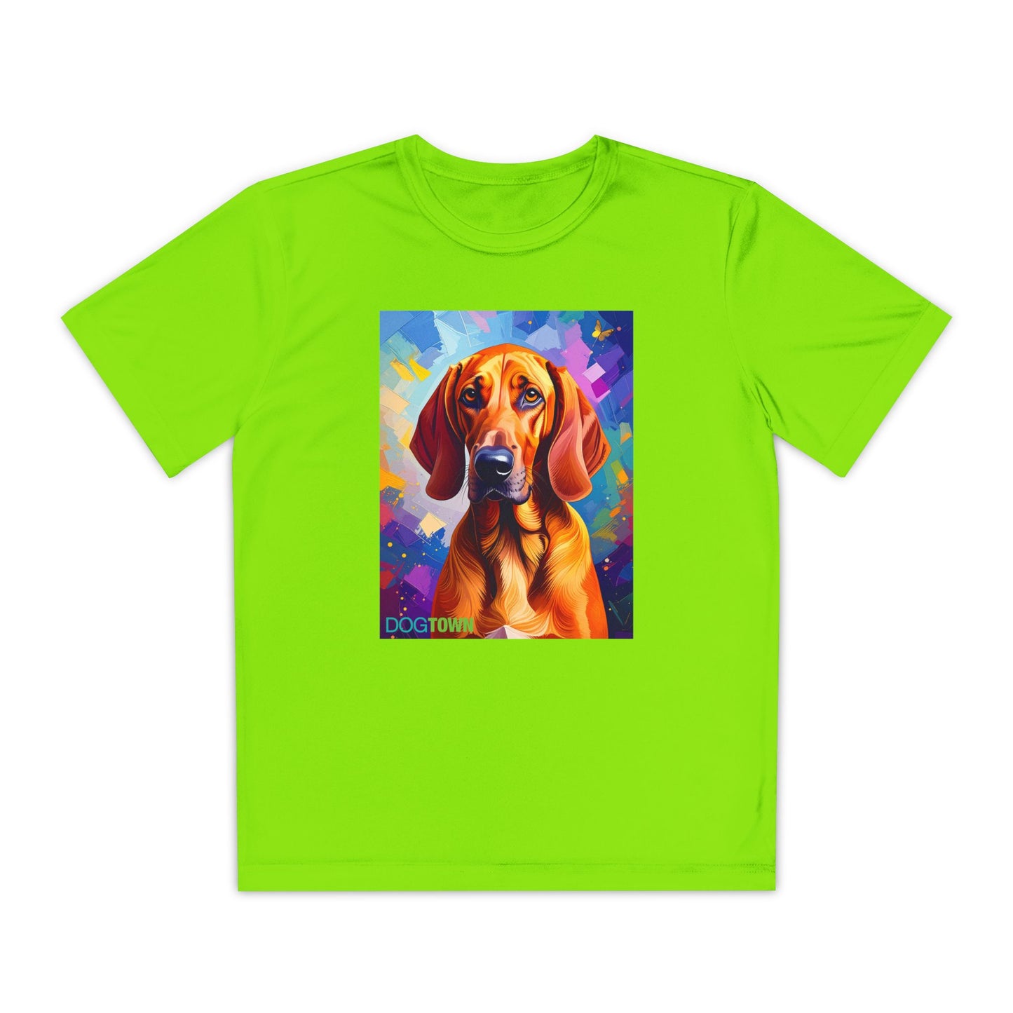 Pup Art Canvas - Kid's Sport Short Sleeve Tee (Redbone Coonhound)
