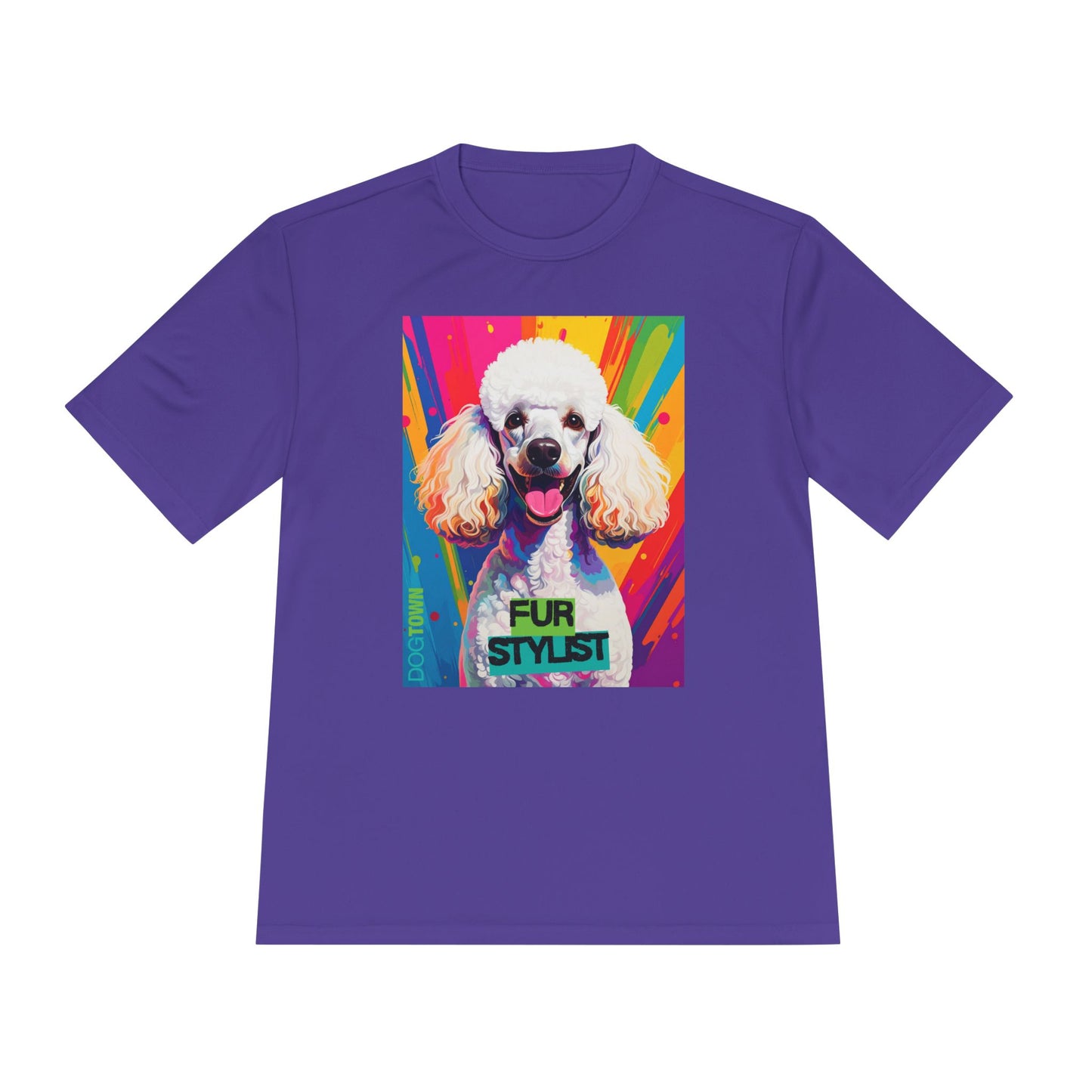 Dogtown Fur Stylist Groomer Short Sleeve Shirt (Colorful with White Poodle)