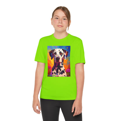 Pup Art Canvas - Kid's Sport Short Sleeve Tee (Dalmatian)