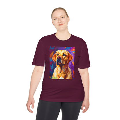 Pup Art Canvas Unisex Moisture Wicking Tee (Yellow Lab)