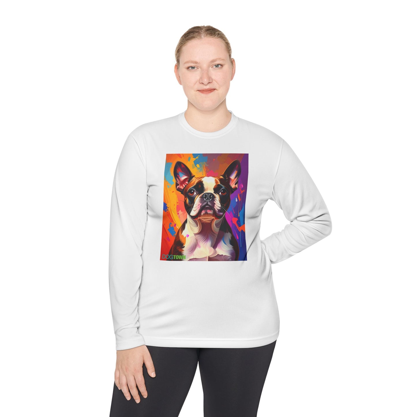 Pup Art Canvas Sport Long Sleeve Tee (Boston Terrier)