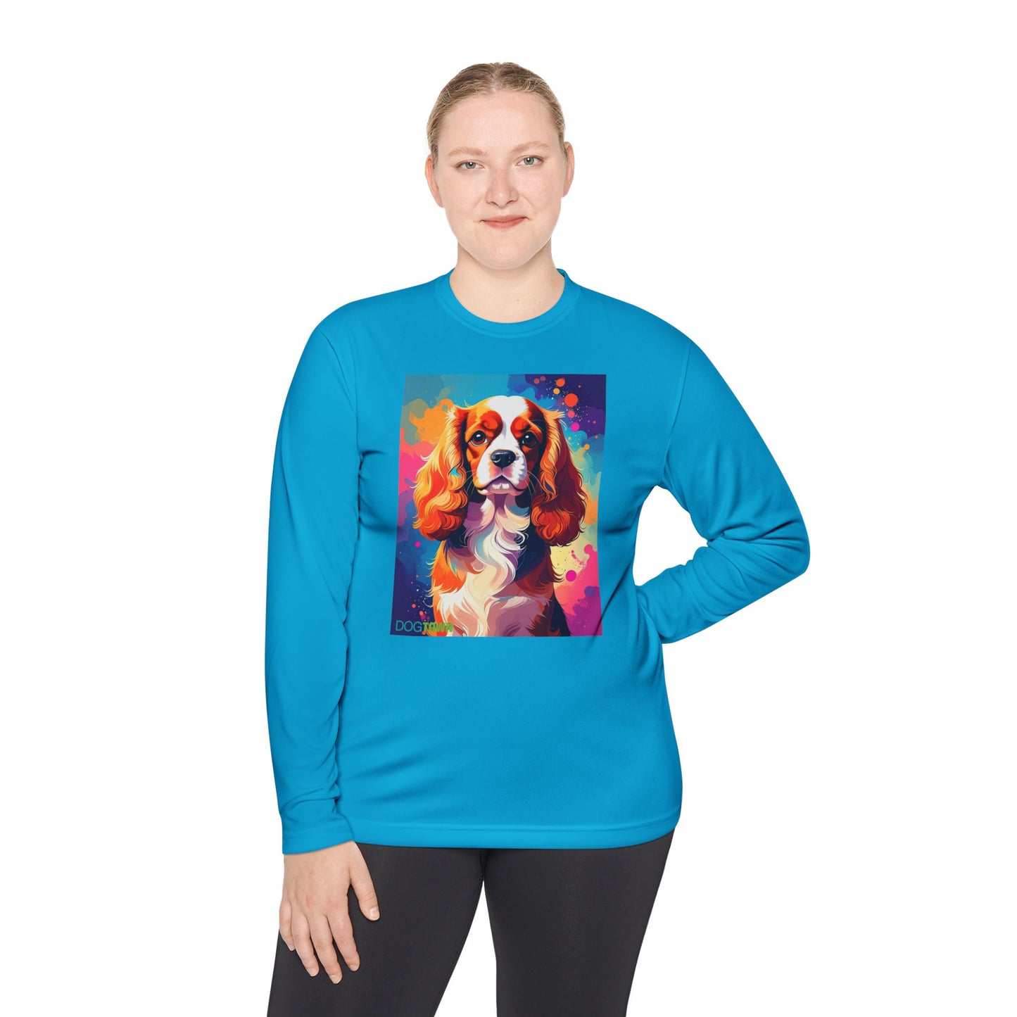 Pup Art Canvas Sport Long Sleeve Tee (Cavalier King Charles Spaniel)