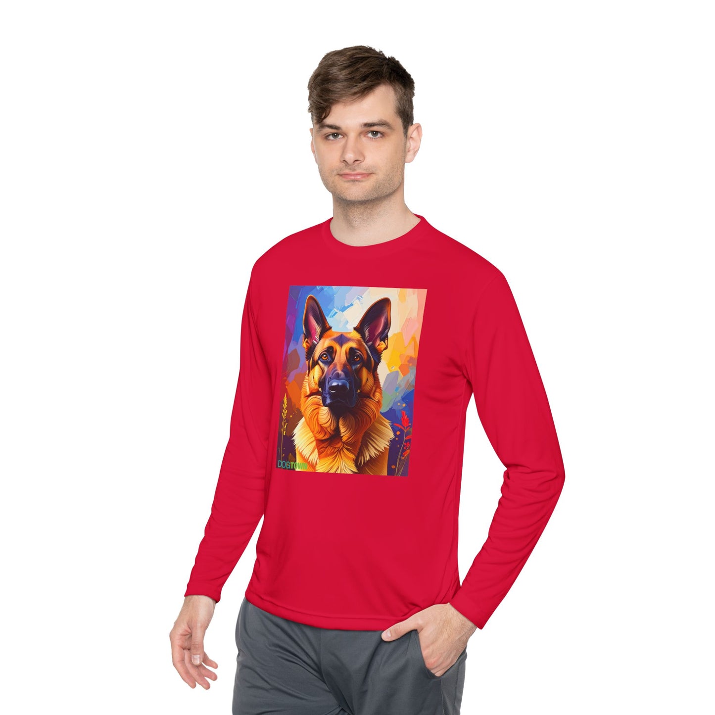 Pup Art Canvas Sport Long Sleeve Tee (German Shepherd)