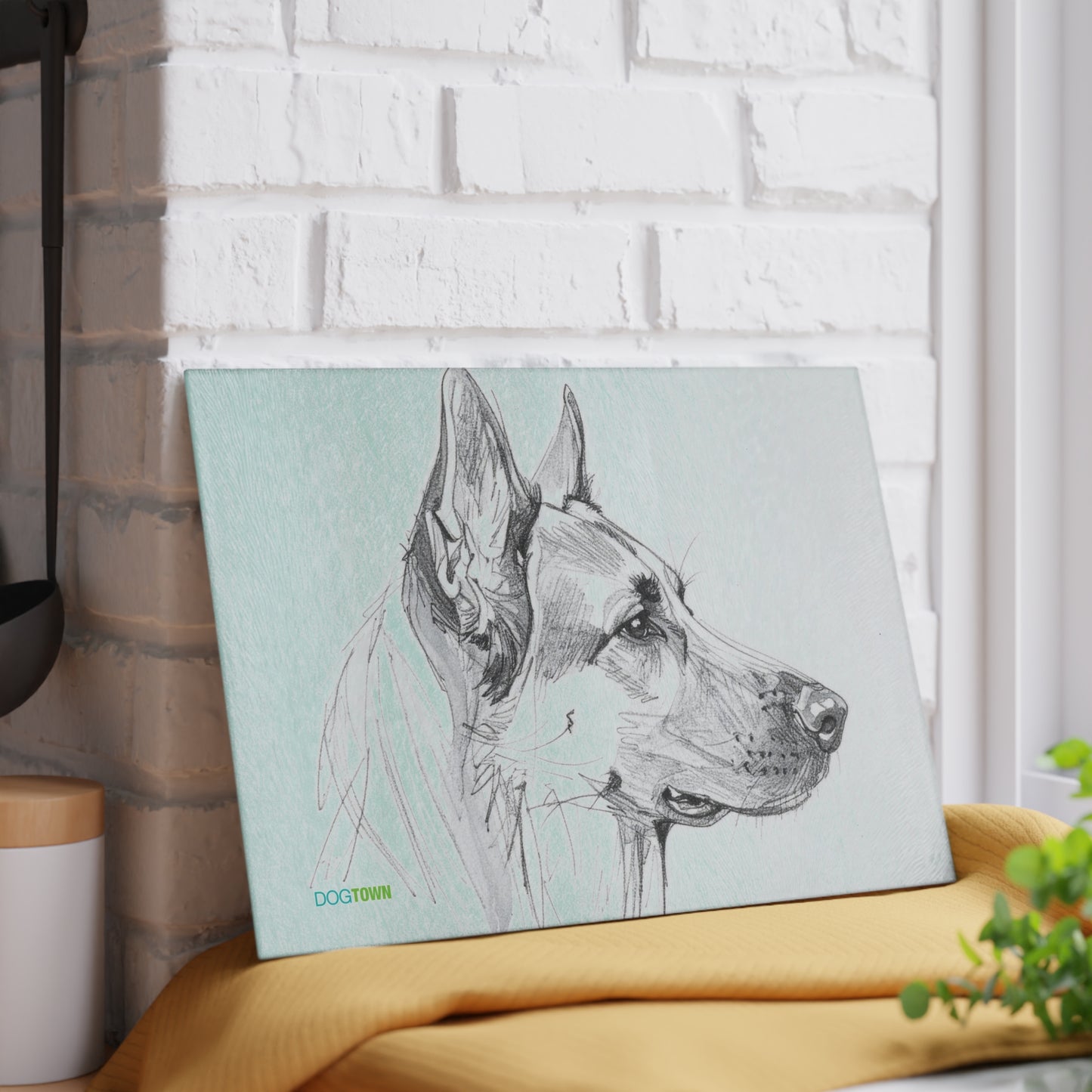 Dogtown German Shepherd Dog Portrait Glass Cutting Board - Unique Kitchen Gift for Pet Lovers, Dog-Themed Decor, Animal Gifts, Housewarming Present