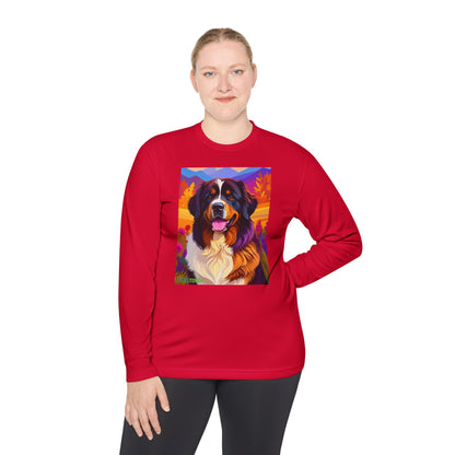 Pup Art Canvas Sport Long Sleeve Tee (Bernese Mountain Dog)