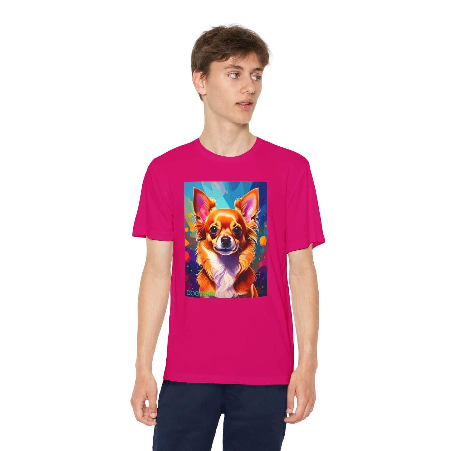 Pup Art Canvas - Kid's Sport Short Sleeve Tee (Chihuauha)