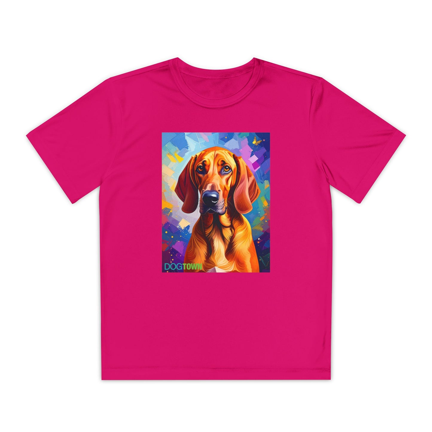 Pup Art Canvas - Kid's Sport Short Sleeve Tee (Redbone Coonhound)