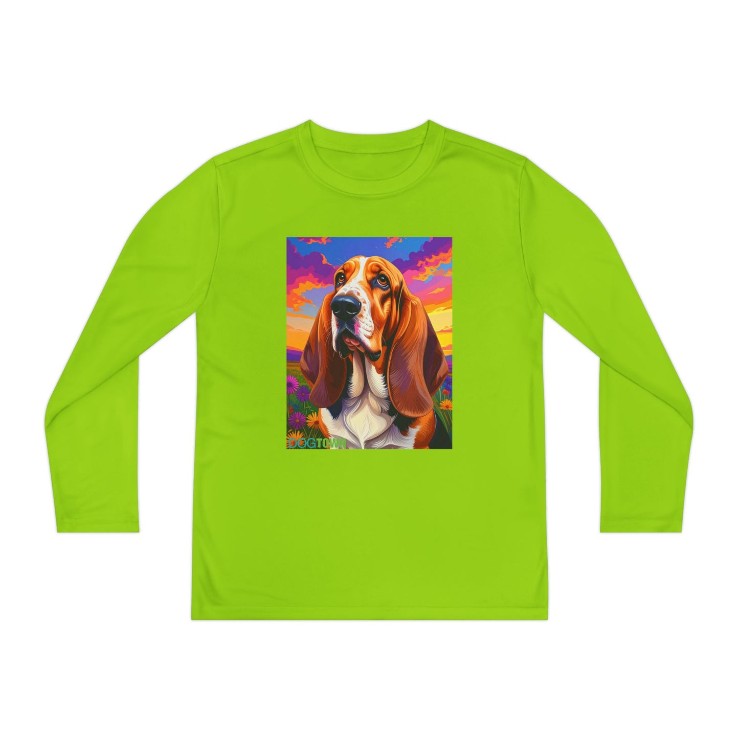 Pup Art Canvas - Kid's Sport Long Sleeve Tee (Basset Hound)