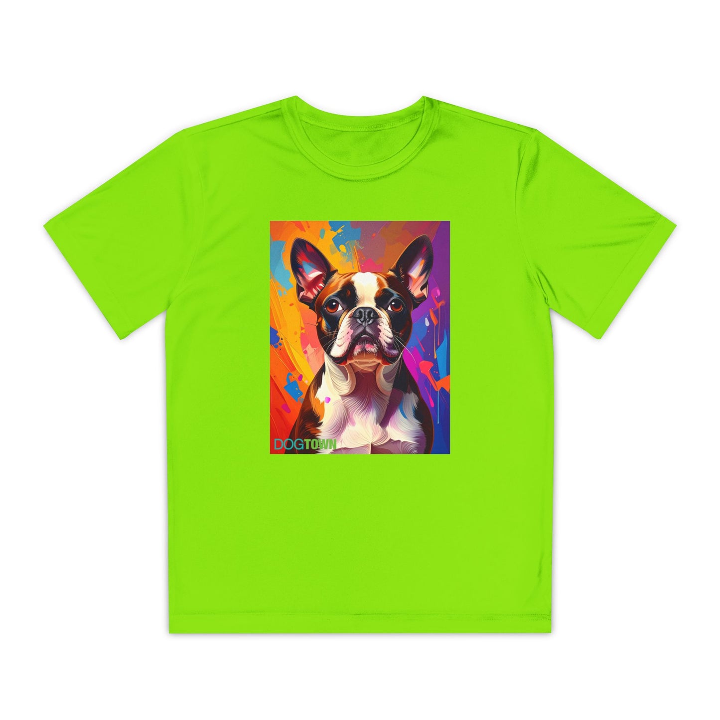 Pup Art Canvas - Kid's Sport Short Sleeve Tee (Boston Terrier)