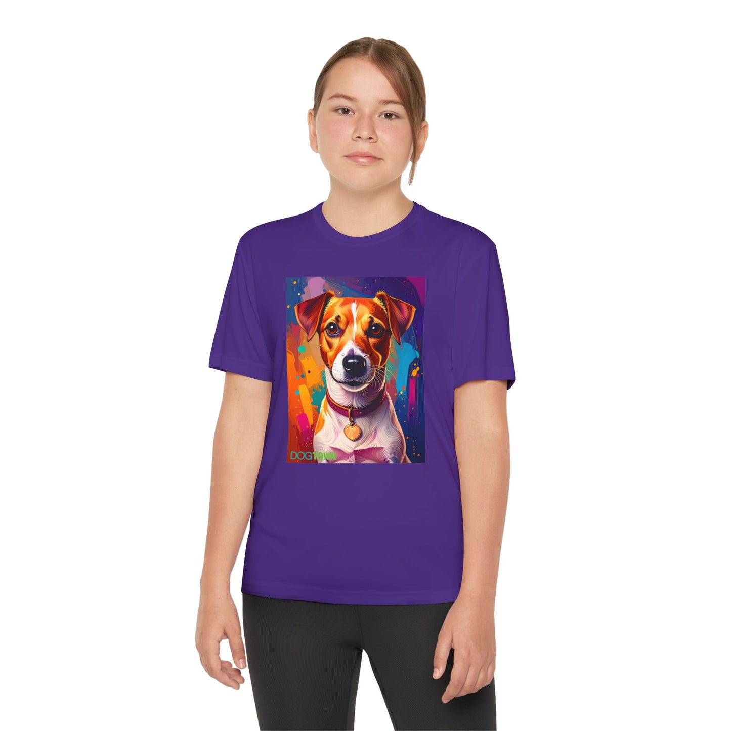 Pup Art Canvas - Kid's Sport Short Sleeve Tee (Jack Russell Terrier)