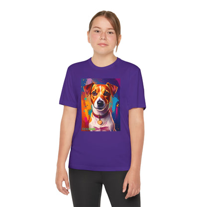 Pup Art Canvas - Kid's Sport Short Sleeve Tee (Jack Russell Terrier)