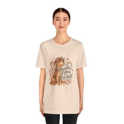 Dogtown Boho Revival "Wander Often, Live Wild" Unisex Jersey Tee (Golden Retriever)