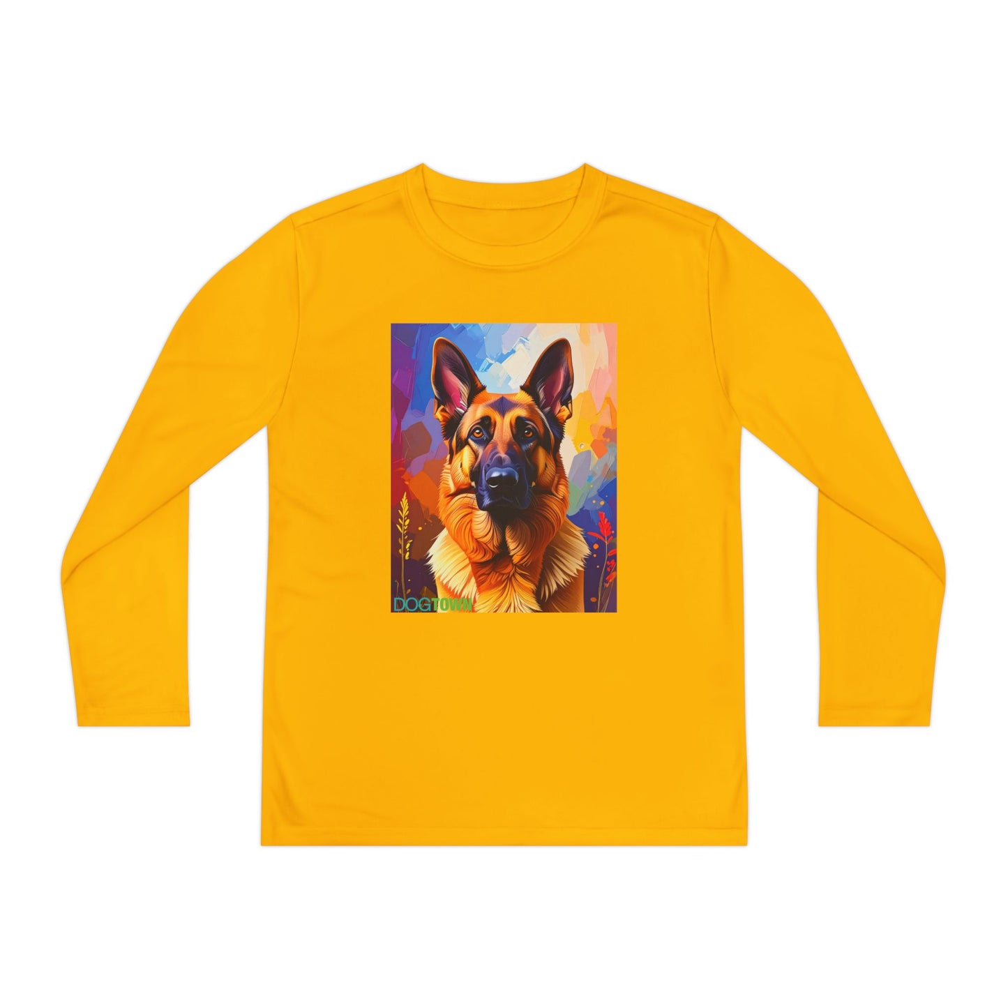 Pup Art Canvas - Kid's Sport Long Sleeve Tee  (German Shepherd)