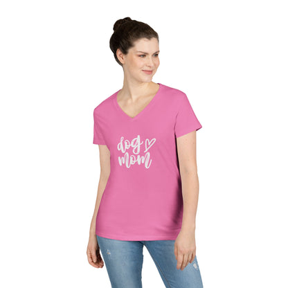Dog Mom V-Neck T-Shirt, Cute Pet Lover Gift, Dog Lover Tee, Canine Mom Shirt, Casual Dog Apparel