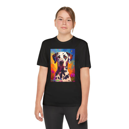 Pup Art Canvas - Kid's Sport Short Sleeve Tee (Dalmatian)