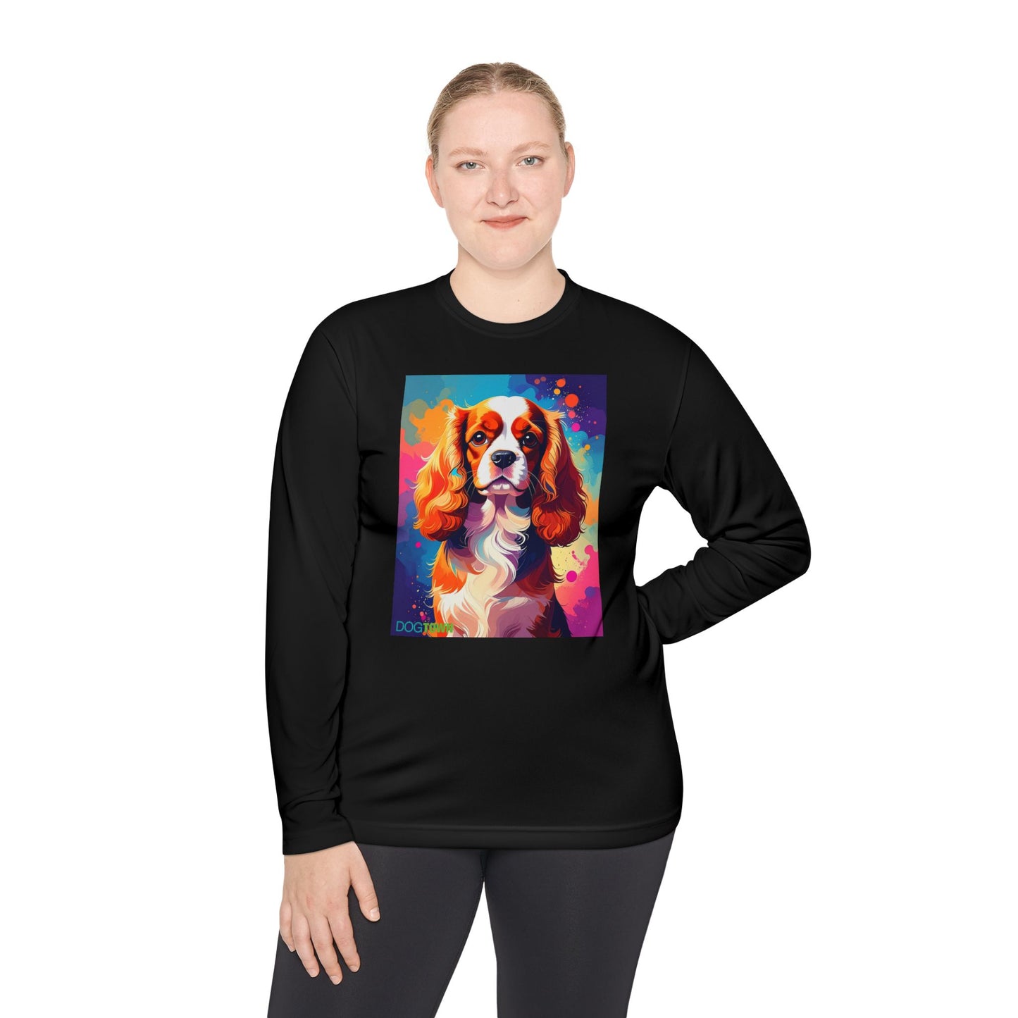 Pup Art Canvas Sport Long Sleeve Tee (Cavalier King Charles Spaniel)