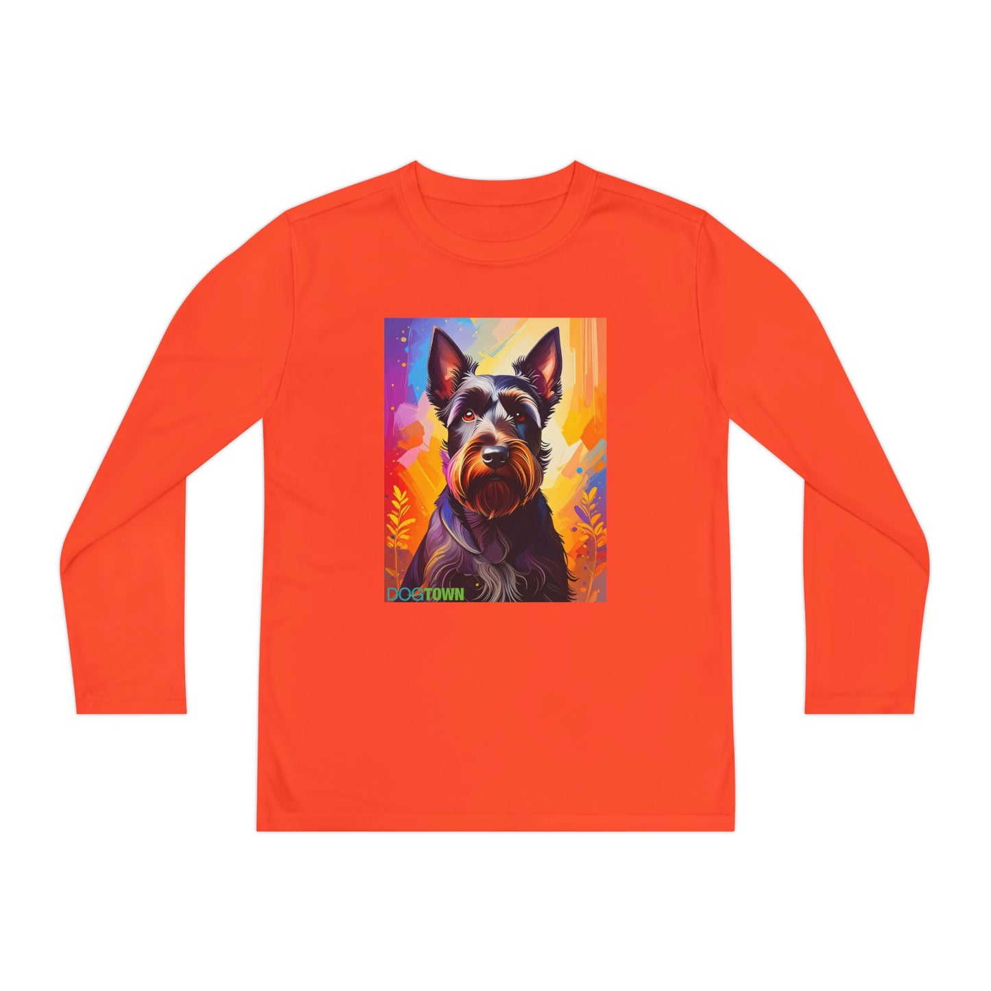Pup Art Canvas - Kid's Sport Long Sleeve Tee (Scottish Terrier)