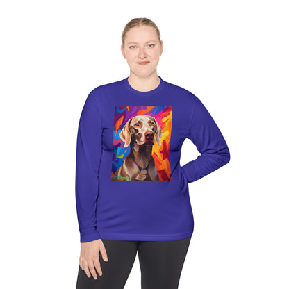 Pup Art Canvas Sport Long Sleeve Tee (Weimaraner)