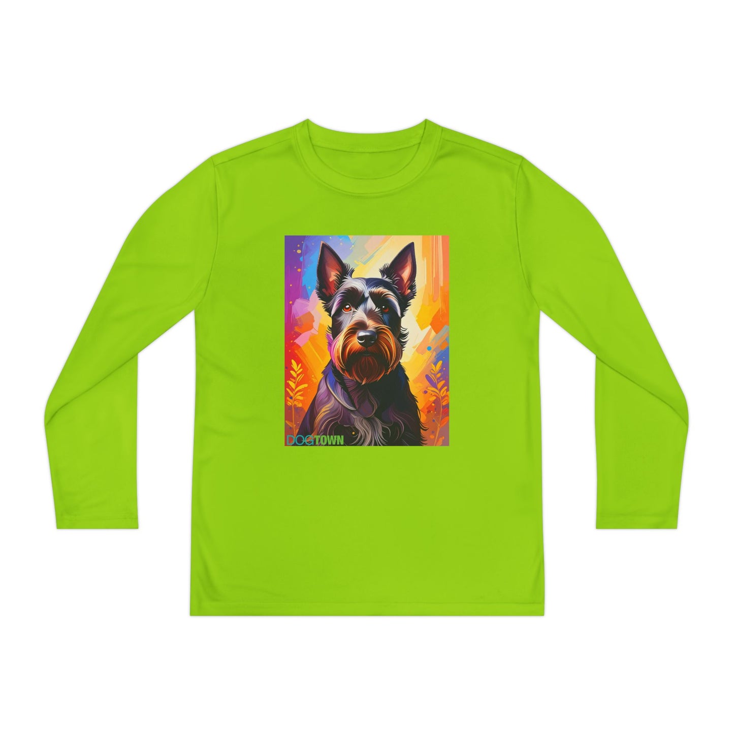 Pup Art Canvas - Kid's Sport Long Sleeve Tee (Scottish Terrier)