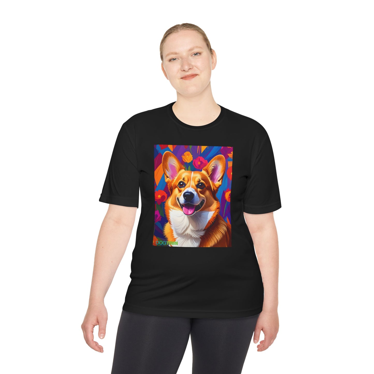 Pup Art Canvas Unisex Moisture Wicking Tee (Corgi)