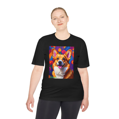 Pup Art Canvas Unisex Moisture Wicking Tee (Corgi)