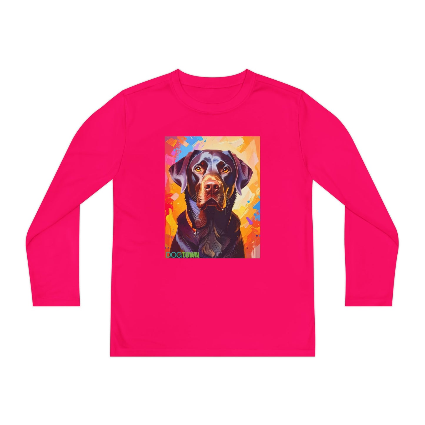 Pup Art Canvas - Kid's Sport Long Sleeve Tee (Chocolate Lab)