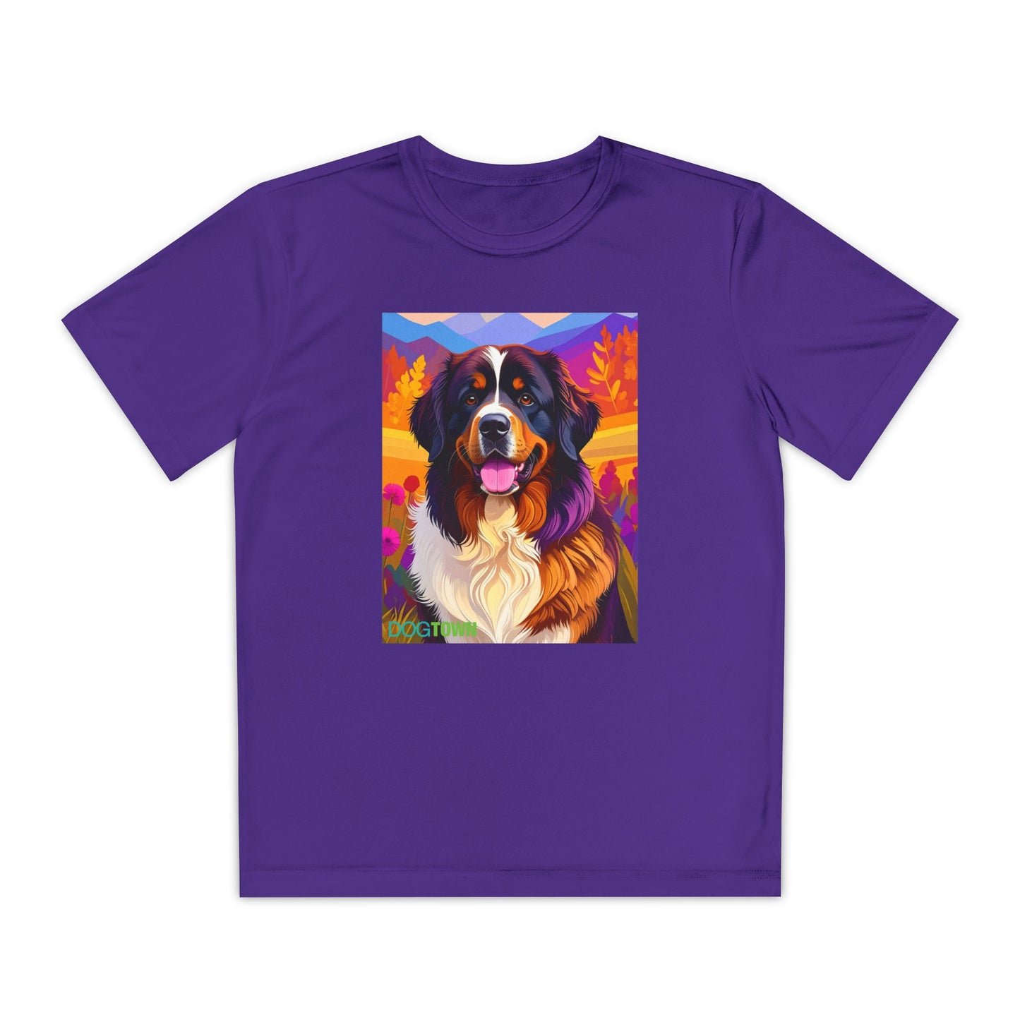 Pup Art Canvas - Kid's Sport Short Sleeve Tee (Bernese Mountain Dog)