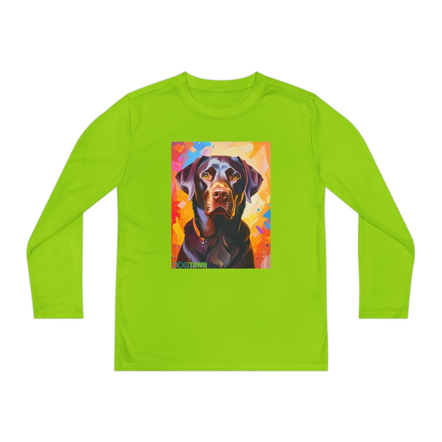 Pup Art Canvas - Kid's Sport Long Sleeve Tee (Chocolate Lab)