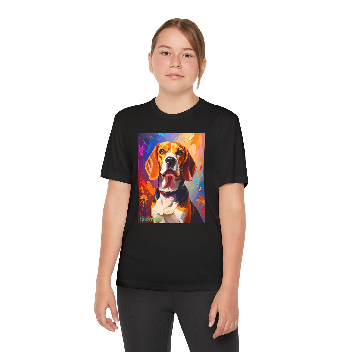 Pup Art Canvas - Kid's Sport Short Sleeve Tee (Beagle)