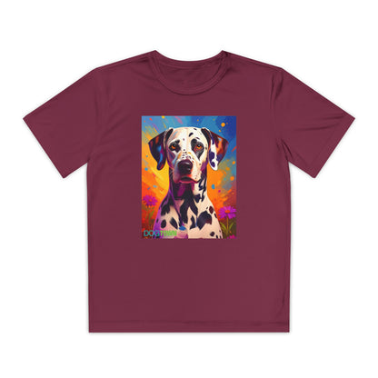 Pup Art Canvas - Kid's Sport Short Sleeve Tee (Dalmatian)