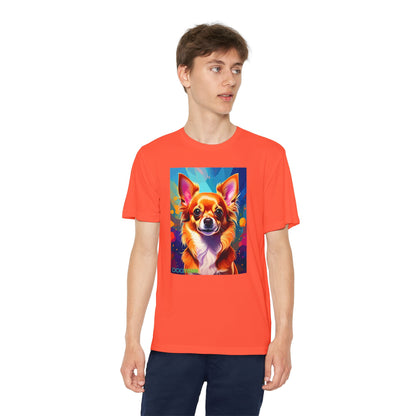 Pup Art Canvas - Kid's Sport Short Sleeve Tee (Chihuauha)