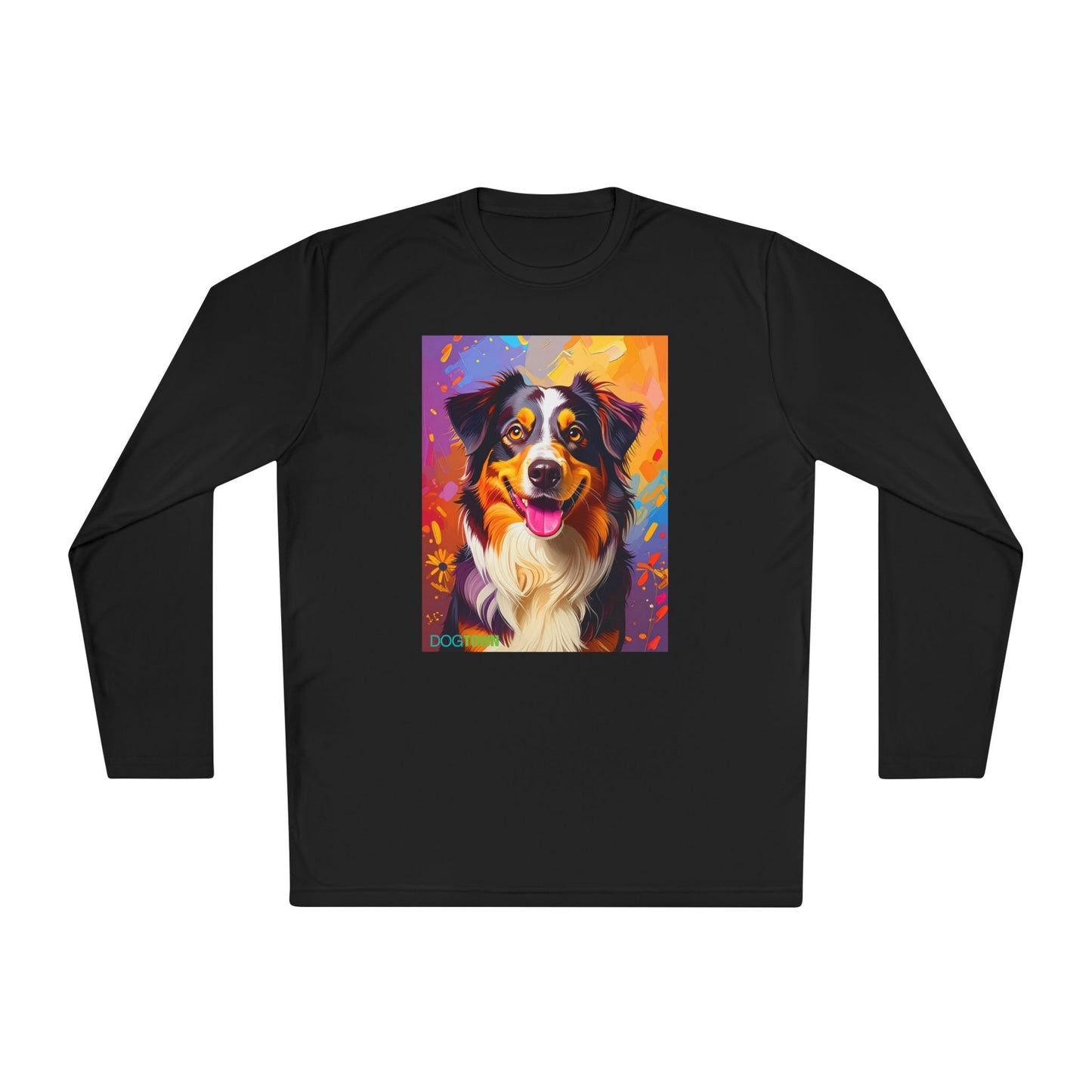 Pup Art Canvas Sport Long Sleeve Tee (Australian Shepherd)