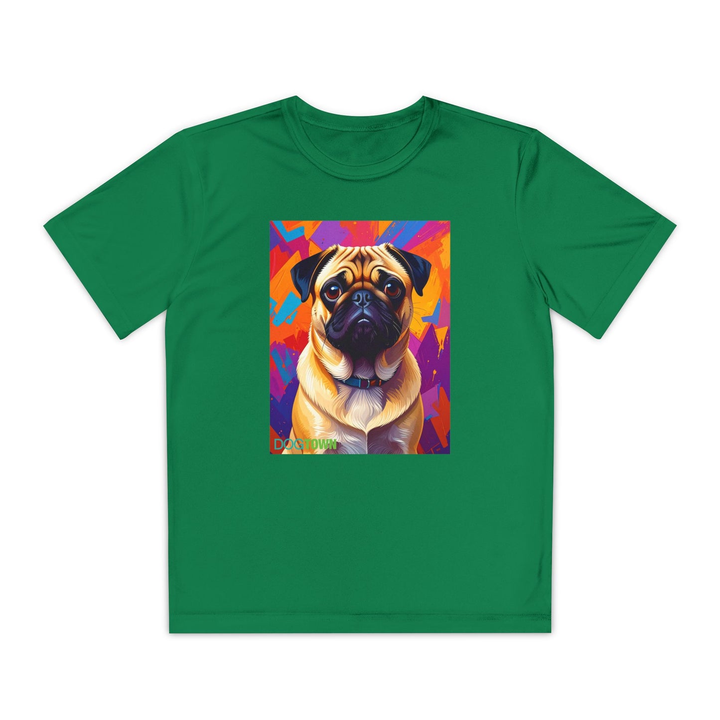 Pup Art Canvas - Kid's Sport Short Sleeve Tee (Pug)