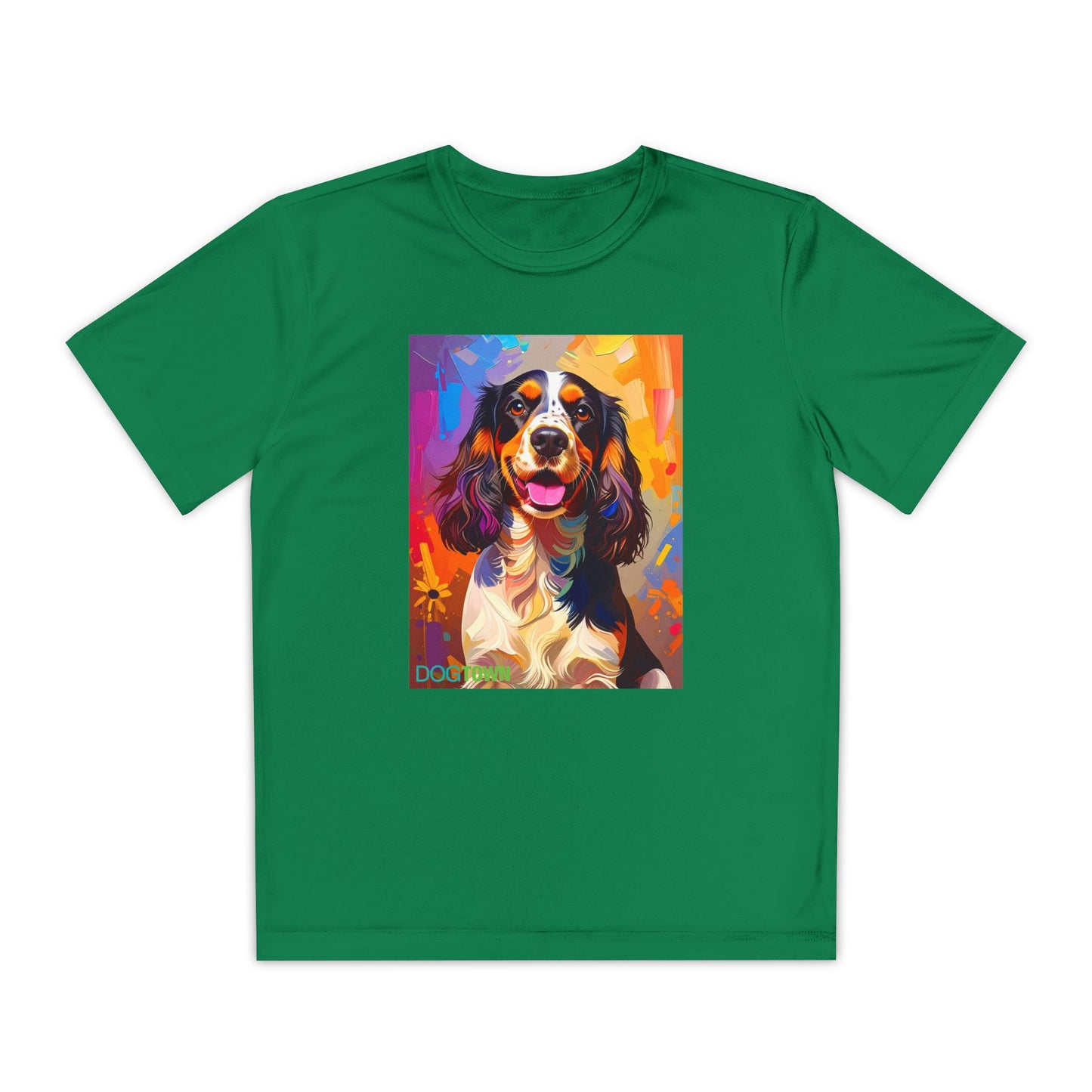 Pup Art Canvas - Kid's Sport Short Sleeve Tee (English Springer Spaniel)