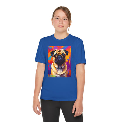 Pup Art Canvas - Kid's Sport Short Sleeve Tee (Pug)