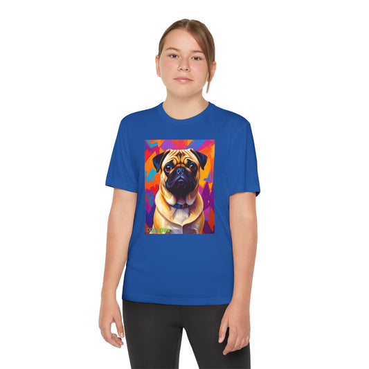 Pup Art Canvas - Kid's Sport Short Sleeve Tee (Pug)