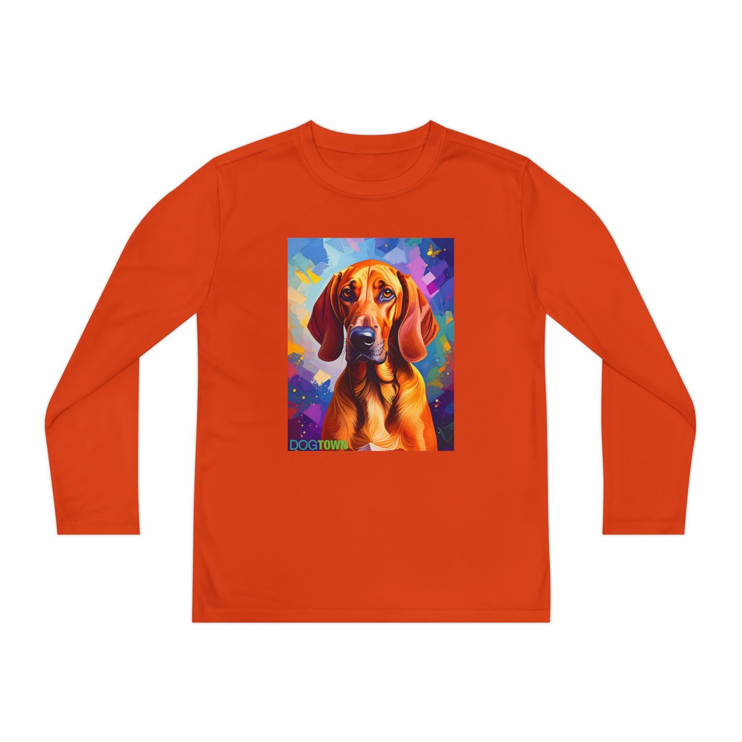Pup Art Canvas - Kid's Sport Long Sleeve Tee (Redbone Coonhound)