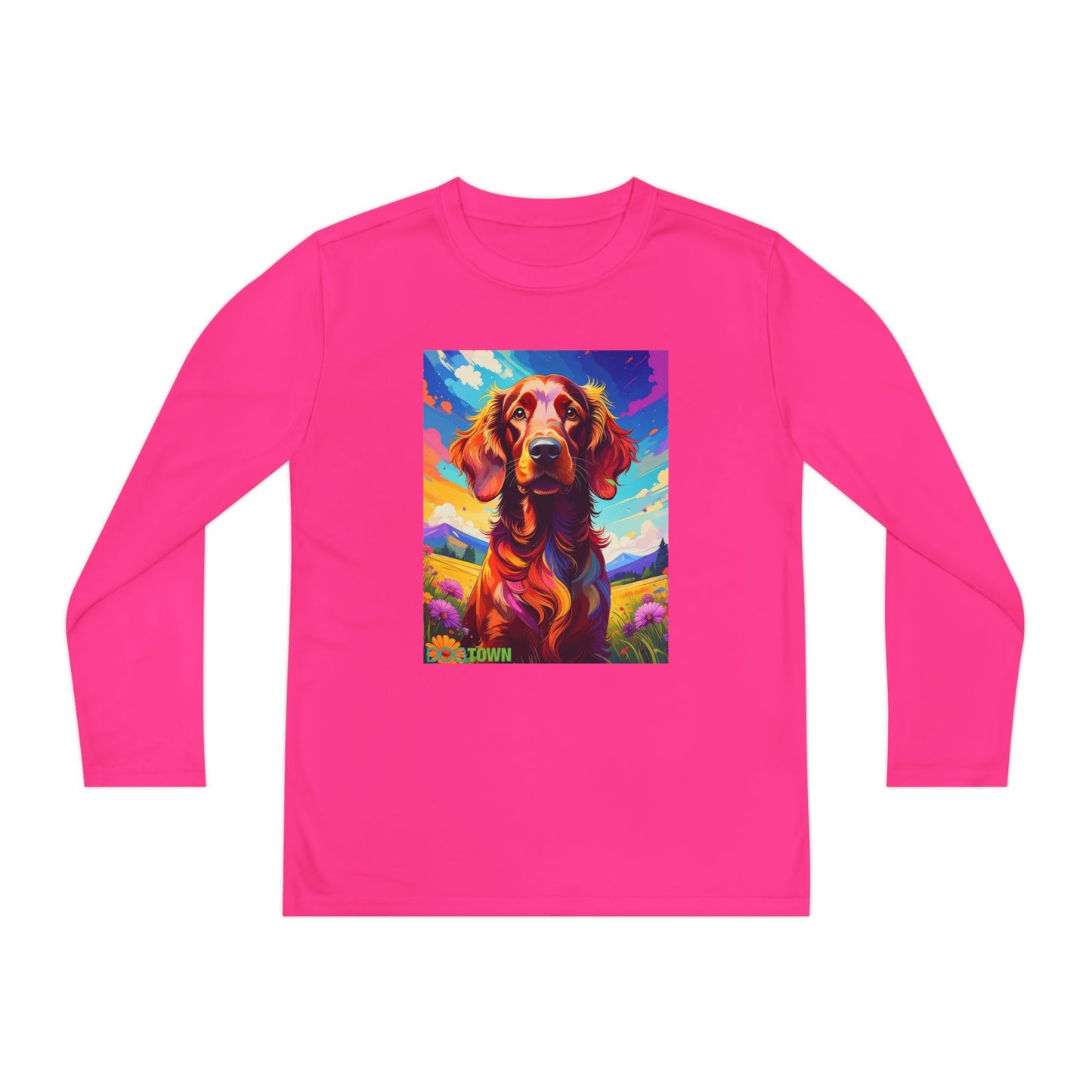 Pup Art Canvas - Kid's Sport Long Sleeve Tee (Irish Setter)
