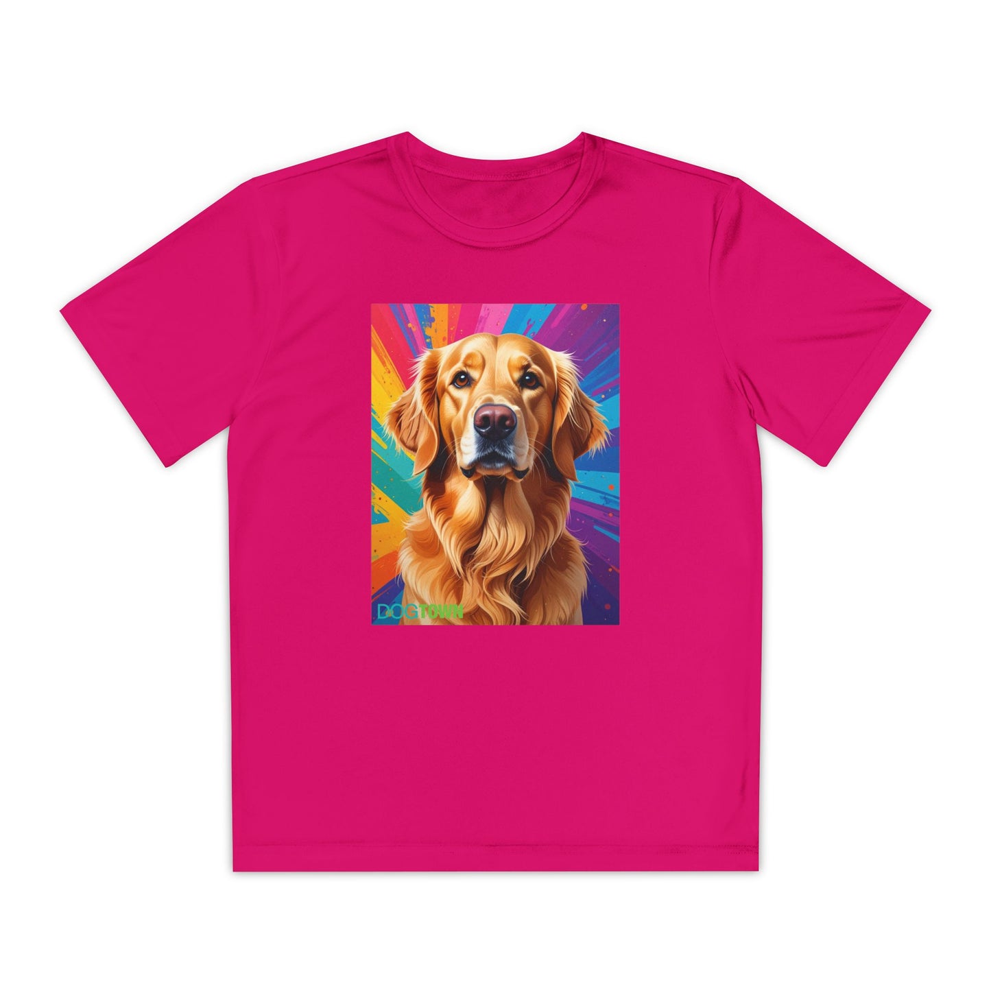 Pup Art Canvas - Kid's Sport Short Sleeve Tee (Golden Retriever)