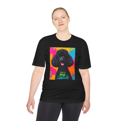 Dogtown Fur Stylist Groomer Short Sleeve Shirt (Colorful with Black Poodle)