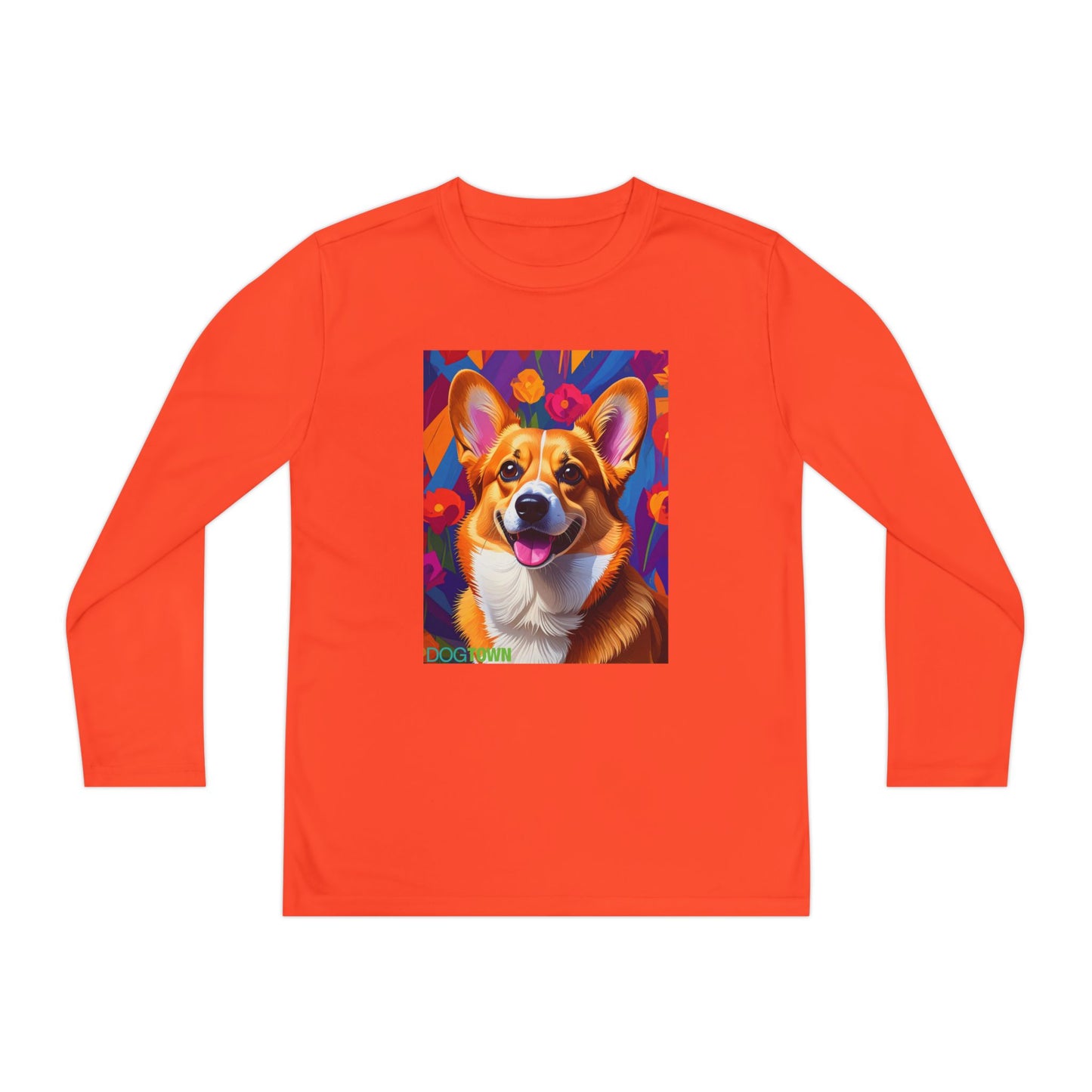 Pup Art Canvas - Kid's Sport Long Sleeve Tee (Corgi)