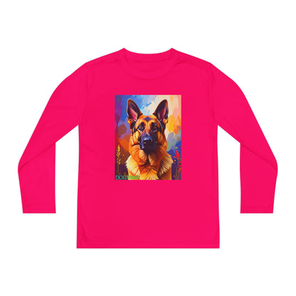 Pup Art Canvas - Kid's Sport Long Sleeve Tee  (German Shepherd)