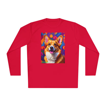 Pup Art Canvas Sport Long Sleeve Tee (Corgi)