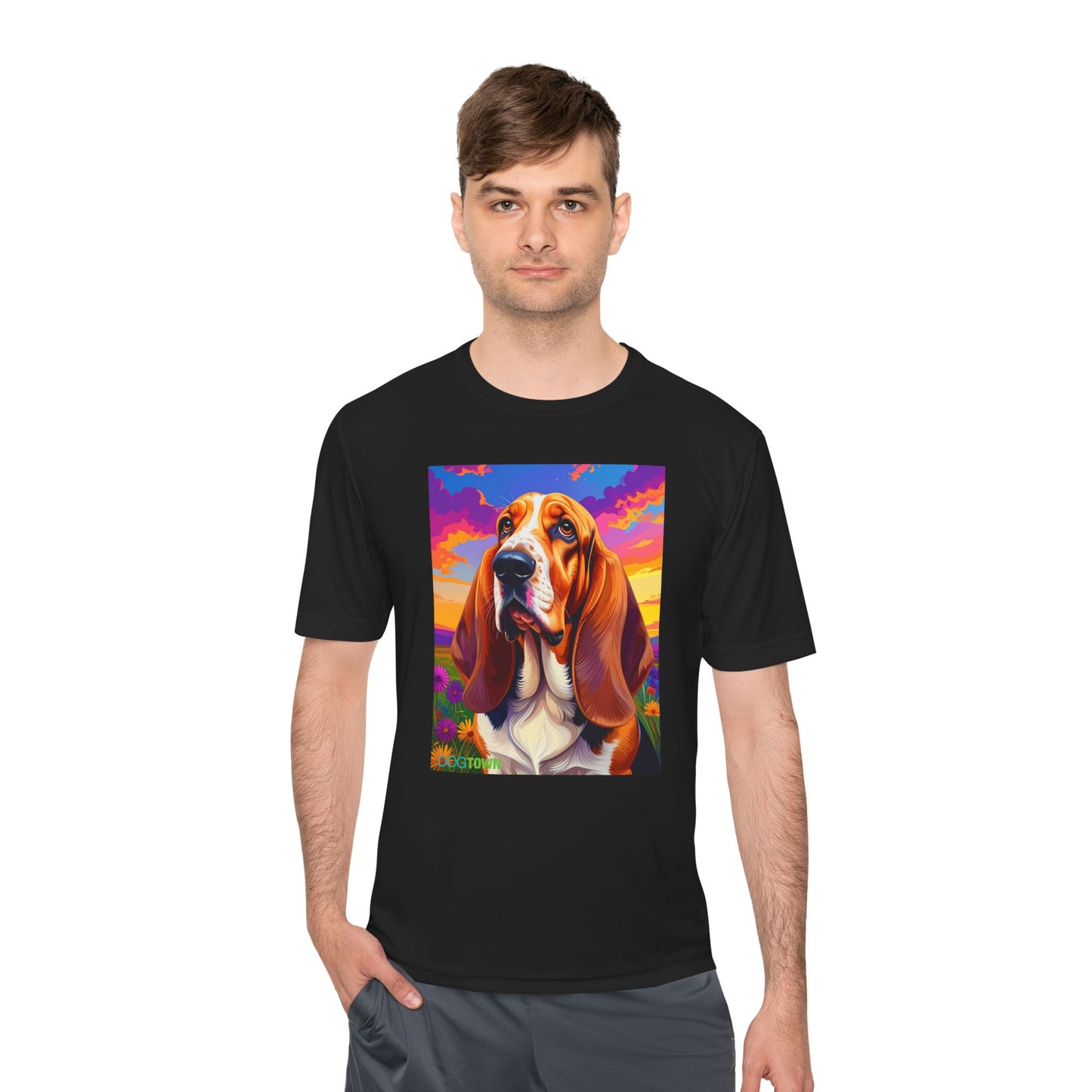 Pup Art Canvas Unisex Moisture Wicking Tee (Basset Hound)