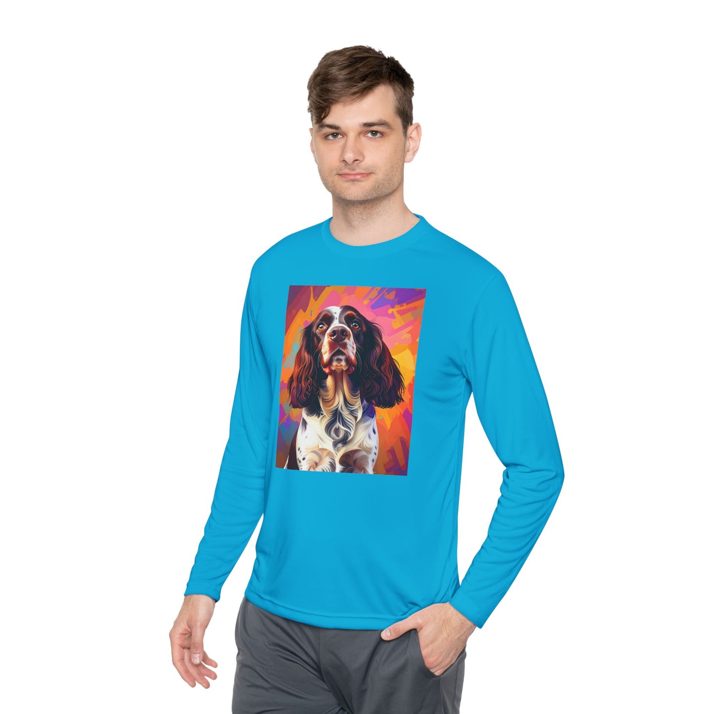 Pup Art Canvas Sport Long Sleeve Tee (English Springer Spaniel - 2)