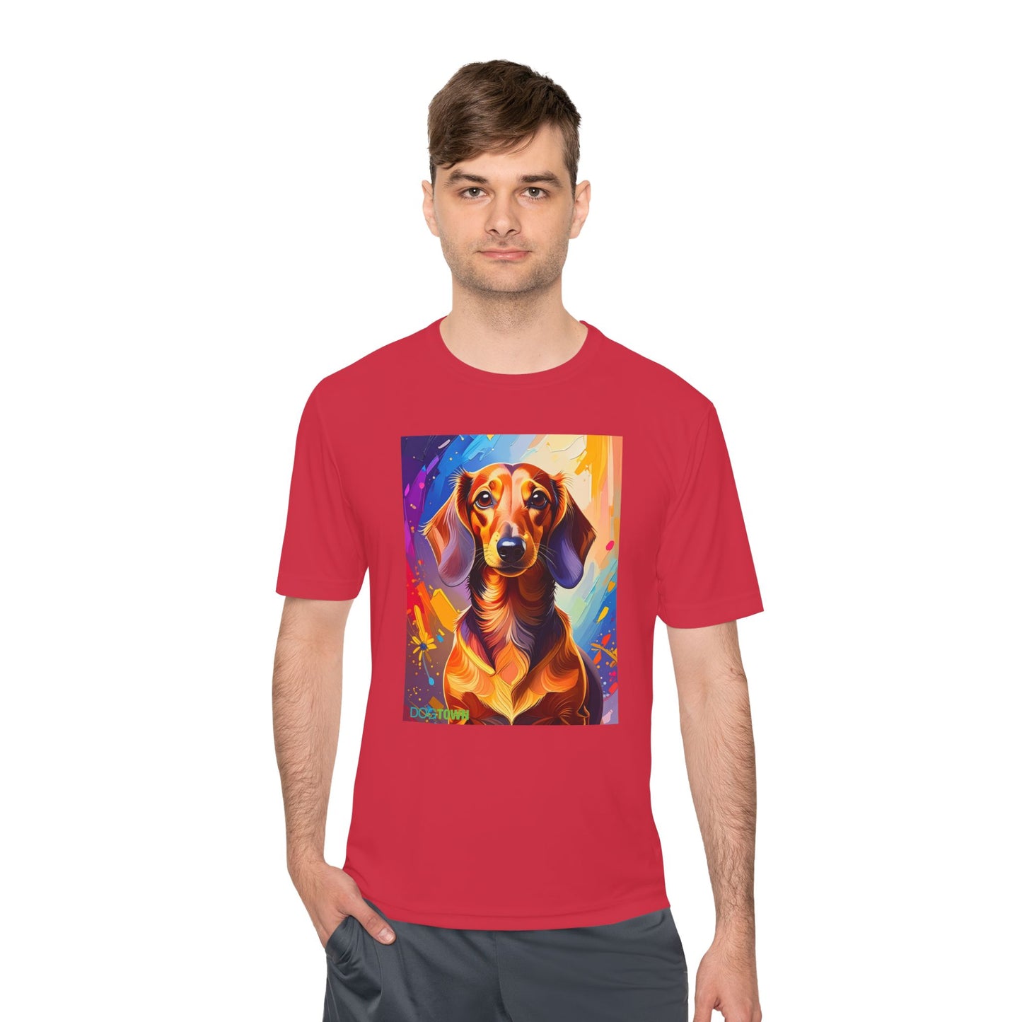 Pup Art Canvas Unisex Moisture Wicking Tee (Dachshund)