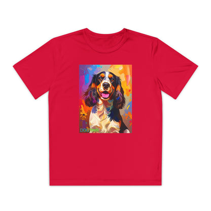 Pup Art Canvas - Kid's Sport Short Sleeve Tee (English Springer Spaniel)