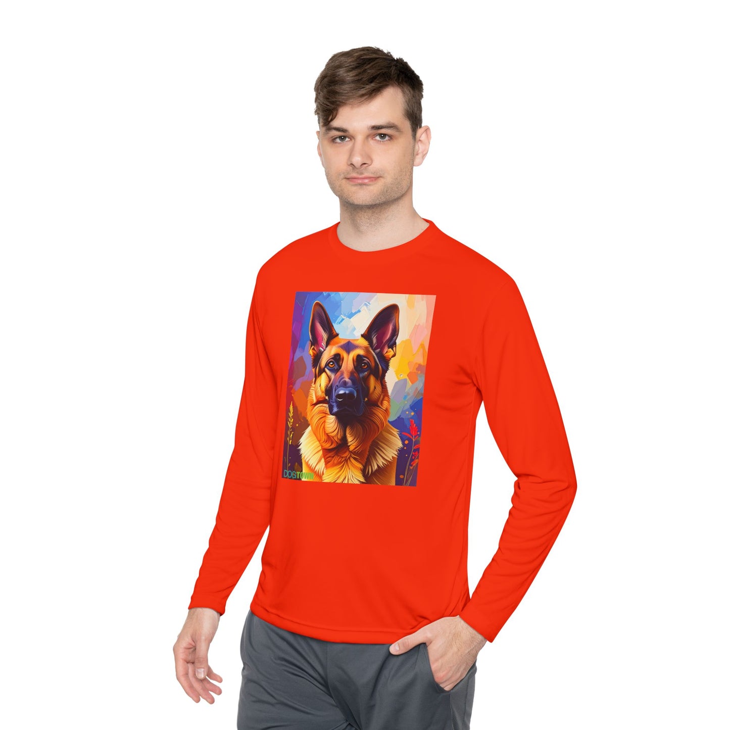 Pup Art Canvas Sport Long Sleeve Tee (German Shepherd)
