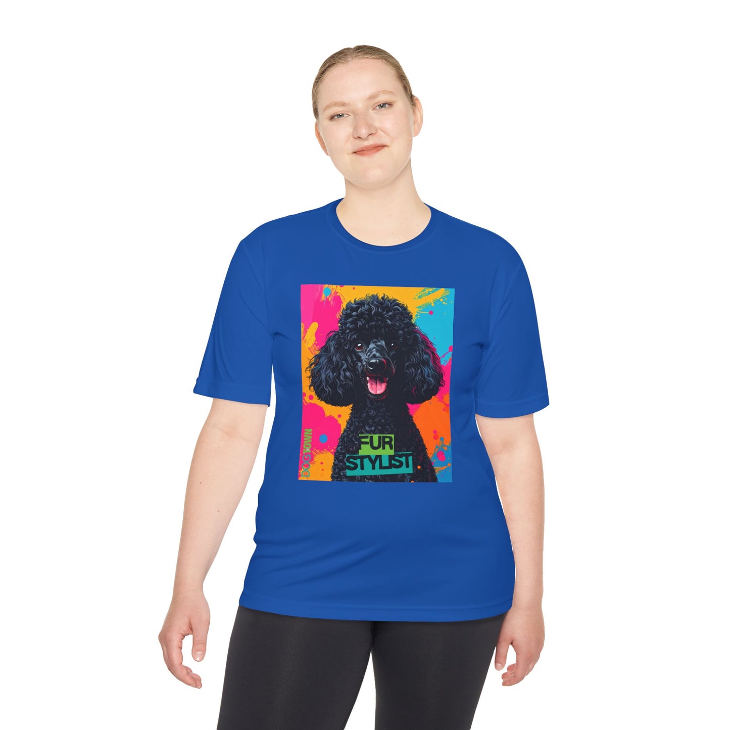 Dogtown Fur Stylist Groomer Short Sleeve Shirt (Colorful with Black Poodle)